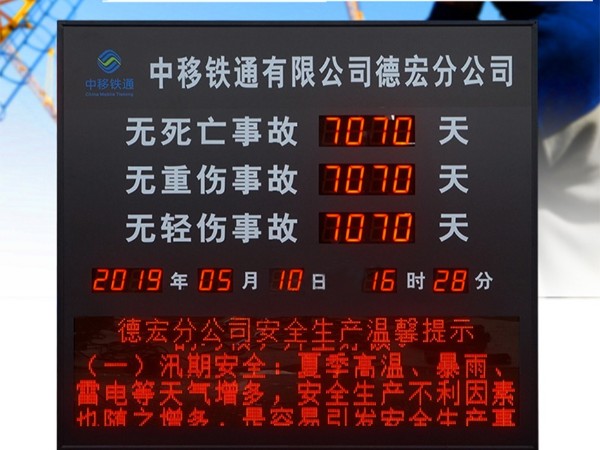 中鐵移動(dòng)安全生產(chǎn)天數(shù)牌